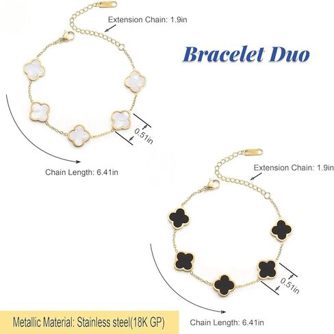 2pcs 18k زهرة مطلية بالذهب أربع أساور أوراق البرسيم. in Kuwait