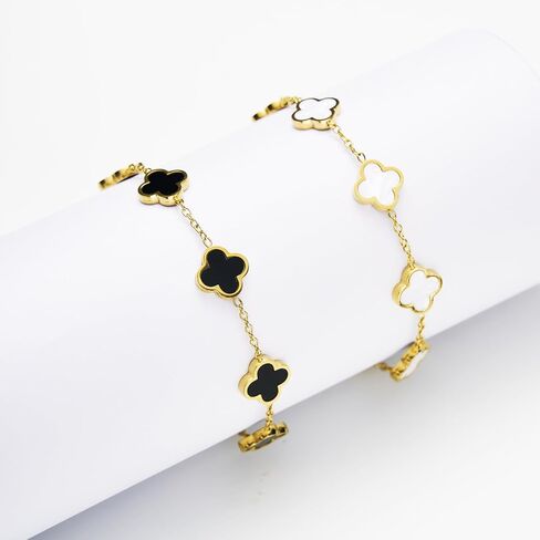 2pcs 18k زهرة مطلية بالذهب أربع أساور أوراق البرسيم. in Kuwait