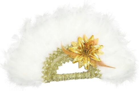 Ounona Wedding Bridal Plume Hand Fan Alegant Handheld Decor Fan for Wedding Dress Assories للحفلات الصيفية والاحتفالات الخاصة in Saudi Arabia