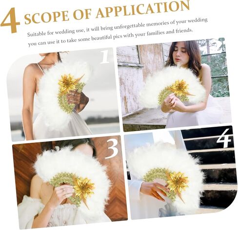 Ounona Wedding Bridal Plume Hand Fan Alegant Handheld Decor Fan for Wedding Dress Assories للحفلات الصيفية والاحتفالات الخاصة in Saudi Arabia