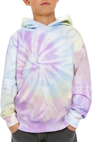 Haloumoning Boys Tie Dye Hoodies Kids Fashion Hooded Sweatshirts Fall Pullover Clothes 5-14 Years in Saudi Arabia
