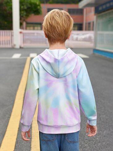 Haloumoning Boys Tie Dye Hoodies Kids Fashion Hooded Sweatshirts Fall Pullover Clothes 5-14 Years in Saudi Arabia