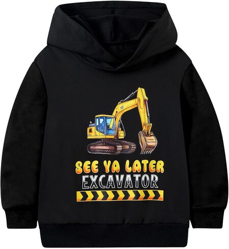 LoveKider Boys Kids Construction Truck Hoodies Tractor Sweatshirts Fun Motion Graphics Hooded Pullover 3-7 Years in Kuwait