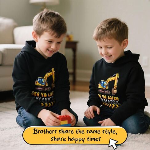 LoveKider Boys Kids Construction Truck Hoodies Tractor Sweatshirts Fun Motion Graphics Hooded Pullover 3-7 Years in Kuwait