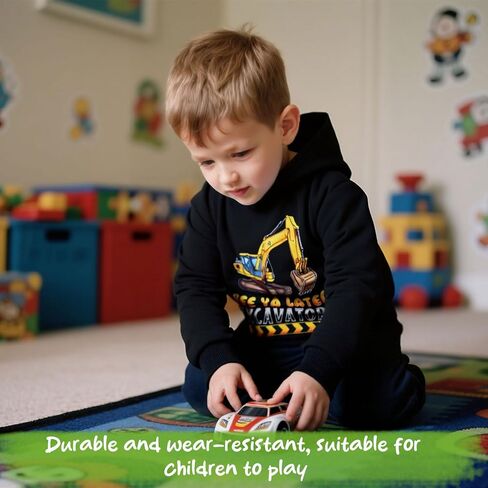 LoveKider Boys Kids Construction Truck Hoodies Tractor Sweatshirts Fun Motion Graphics Hooded Pullover 3-7 Years in Kuwait