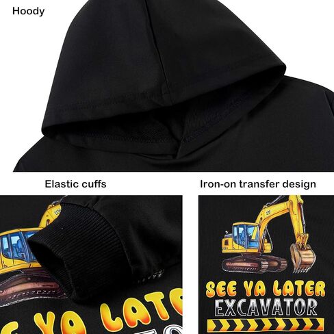 LoveKider Boys Kids Construction Truck Hoodies Tractor Sweatshirts Fun Motion Graphics Hooded Pullover 3-7 Years in Kuwait
