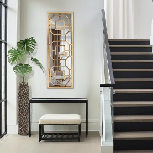 Howard Elliott Aldrich Decorative Mirrors for Wall, Modern Grid Decorative Black Window Mirrors, Wall Mounted Hanging Mirror for Living Room, Hallway, Entryway & Bedroom, Black, 46.5 x 15.75 Inch in Saudi Arabia