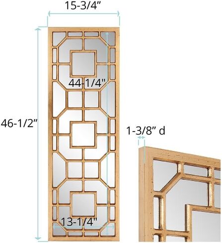Howard Elliott Aldrich Decorative Mirrors for Wall, Modern Grid Decorative Black Window Mirrors, Wall Mounted Hanging Mirror for Living Room, Hallway, Entryway & Bedroom, Black, 46.5 x 15.75 Inch in Saudi Arabia