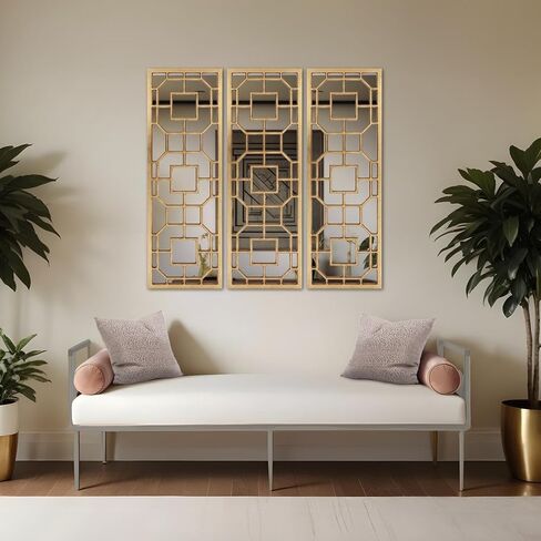 Howard Elliott Aldrich Decorative Mirrors for Wall, Modern Grid Decorative Black Window Mirrors, Wall Mounted Hanging Mirror for Living Room, Hallway, Entryway & Bedroom, Black, 46.5 x 15.75 Inch in Saudi Arabia