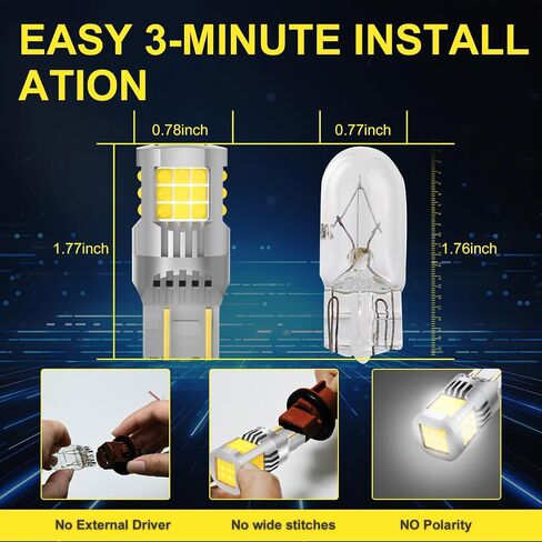 7440 LED Bulb White, 4500 Lumens, All-Aluminum Body, Wide LED Bulb Contact Pins, T20 7440NA 7441 W21W WY21W, Suitable for Tail Brake Lights, Reversing Lights, and Turn Signal Lights (2-Pack) in Saudi Arabia