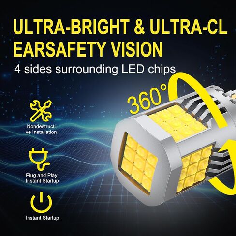 7440 LED Bulb White, 4500 Lumens, All-Aluminum Body, Wide LED Bulb Contact Pins, T20 7440NA 7441 W21W WY21W, Suitable for Tail Brake Lights, Reversing Lights, and Turn Signal Lights (2-Pack) in Saudi Arabia