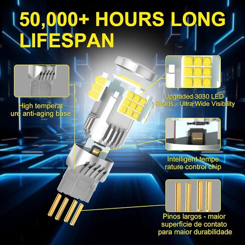 7440 LED Bulb White, 4500 Lumens, All-Aluminum Body, Wide LED Bulb Contact Pins, T20 7440NA 7441 W21W WY21W, Suitable for Tail Brake Lights, Reversing Lights, and Turn Signal Lights (2-Pack) in Saudi Arabia