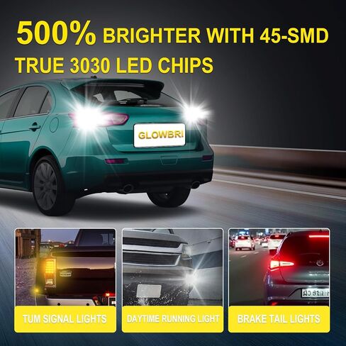 7440 LED Bulb White, 4500 Lumens, All-Aluminum Body, Wide LED Bulb Contact Pins, T20 7440NA 7441 W21W WY21W, Suitable for Tail Brake Lights, Reversing Lights, and Turn Signal Lights (2-Pack) in Saudi Arabia
