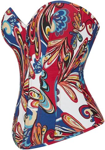 SHYMMUO Floral Corset Top Lace Up Blue Corset Tops for Women Renaissance Overbust Satin Body Shaper in Saudi Arabia
