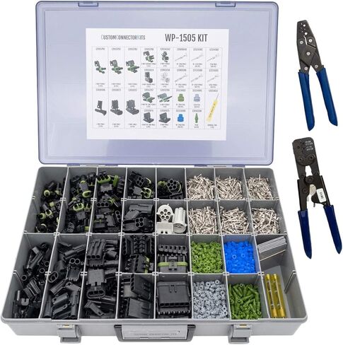 Delphi Weather Pack Pro Kit WP-1505 With 2 Crimp Tools: Sealed Weatherproof Automotive Electrical Connectors 20-12 Gauge 1505 Piece Kit With 12014254 and T-18 Crimp Tools in Saudi Arabia
