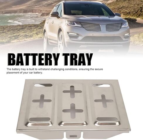 Vehicle Battery Tray,193 X 285mm Stainless Steel Battery Tray Battery Hold Down Bracket with Fixing Screws Universal for Car in Saudi Arabia