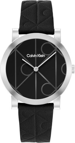 Calvin Klein Women’s CK Monogram Leather Watch, 32mm Case – Iconic Patterned Dial, Timeless Minimalist Style - Gift for Her in Saudi Arabia
