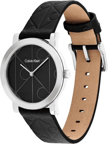 Calvin Klein Women’s CK Monogram Leather Watch, 32mm Case – Iconic Patterned Dial, Timeless Minimalist Style - Gift for Her in Saudi Arabia