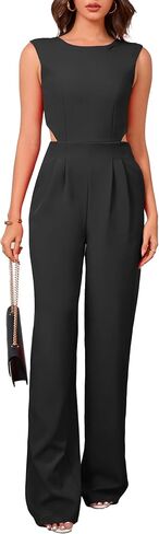 ZVO Women's Jumpsuit with Sexy Back Cutout Casual Fashion One Piece Outfits Fit for Cocktail Party and Work in Saudi Arabia
