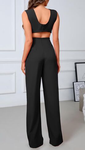 ZVO Women's Jumpsuit with Sexy Back Cutout Casual Fashion One Piece Outfits Fit for Cocktail Party and Work in Saudi Arabia