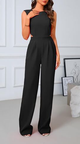 ZVO Women's Jumpsuit with Sexy Back Cutout Casual Fashion One Piece Outfits Fit for Cocktail Party and Work in Saudi Arabia