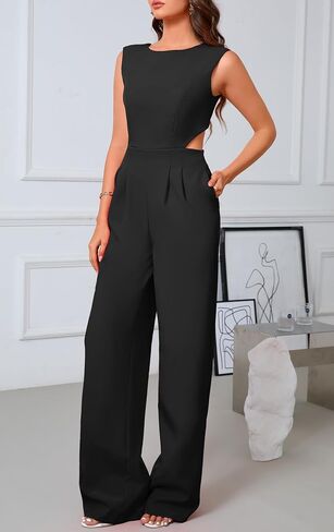 ZVO Women's Jumpsuit with Sexy Back Cutout Casual Fashion One Piece Outfits Fit for Cocktail Party and Work in Saudi Arabia