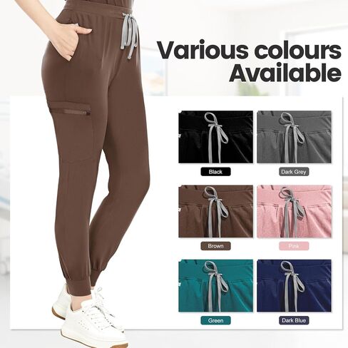 Women’s Medical Scrub Trousers, Medical Work Pants with Slim Mid-Rise Fit, Machine Washable for Healthcare Professionals in Kuwait