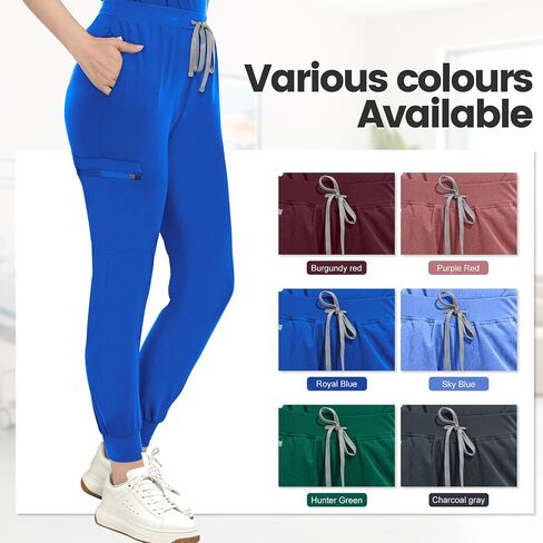 Women’s Medical Scrub Trousers, Medical Work Pants with Slim Mid-Rise Fit, Machine Washable for Healthcare Professionals in Kuwait
