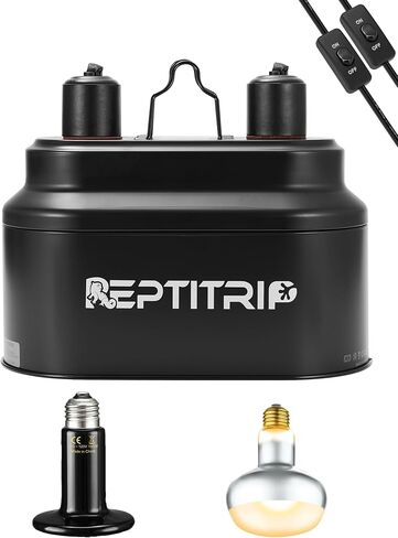 Dual Reptile Light Fixture with Switches, Reptile Heat Lamp Fixture, Reptiles Terrarium UVB Bulb Fixture for Bearded Dragon, Max 160W Each in Saudi Arabia