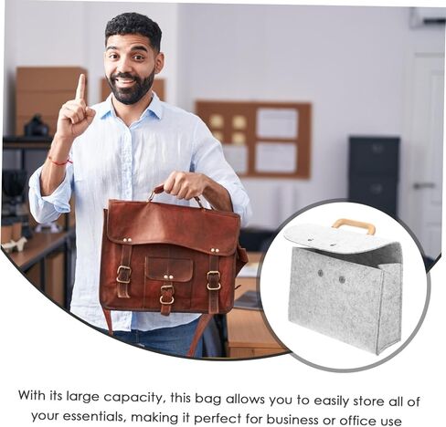 2PCS Business Tote Bag Minimalist Portable File Formizer Wooden Handle Handly Syngl Sove Document للاجتماعات والاستخدام اليومي in Saudi Arabia