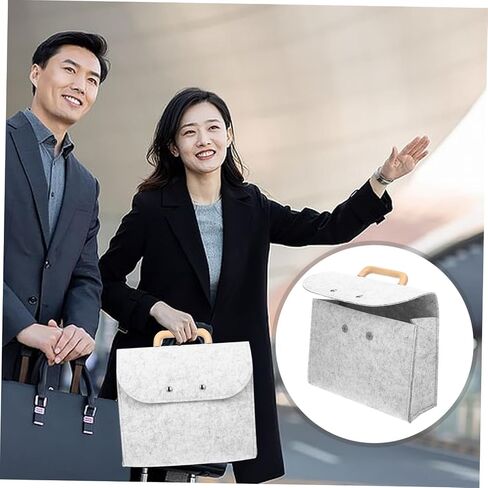 2PCS Business Tote Bag Minimalist Portable File Formizer Wooden Handle Handly Syngl Sove Document للاجتماعات والاستخدام اليومي in Saudi Arabia