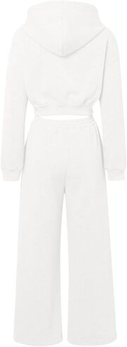 Sweat Suits For Womens 2 Piece Crop Long Sleeve Zip Up Hooded Sweatshirt Jacket Straight Leg Pants Fashion Tractsuits in Saudi Arabia