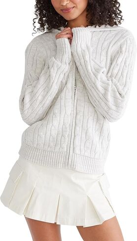 AEROPOSTALE Women's Zip Up Cable Sweater in Saudi Arabia