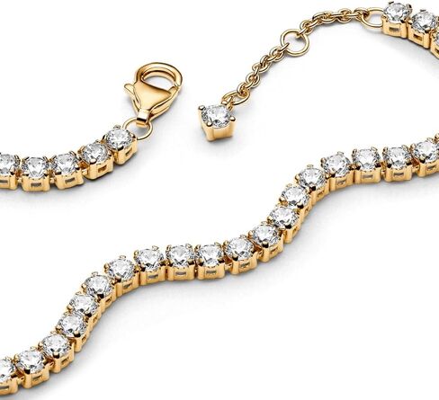 PANDORA Timeless Sparkling Tennis Bracelet - 14k Gold-Plated Unique Metal Blend Bracelet with Cubic Zirconia - Gift for Women - Includes Gift Box in Saudi Arabia
