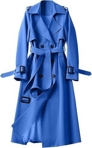 Trench Coat Women Long Double Breasted Jackets Classic Elegant Windproof Lapel Overcoat with Belt Fall Winter Outwear in Saudi Arabia