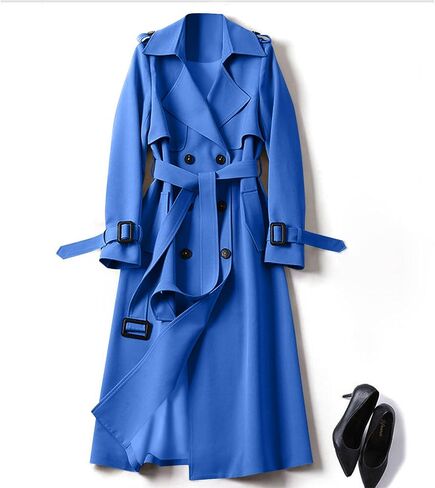 Trench Coat Women Long Double Breasted Jackets Classic Elegant Windproof Lapel Overcoat with Belt Fall Winter Outwear in Saudi Arabia
