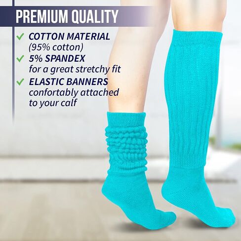 MDR Distributors MDRE Women’s Extra Long & Heavy Slouch Socks – 100% Cotton, Made in USA, One Size Fits Most (Size 9–11) in Saudi Arabia