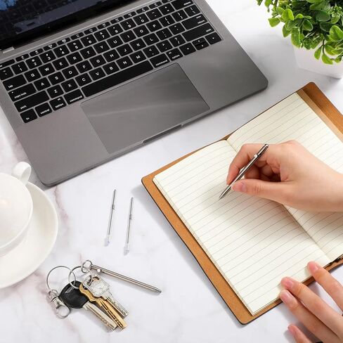 PerKoop 2 Sets Mini Titanium Pen Titanium EDC Pen Bolt Action Pen Portable Useful Cool Gadget with Replacement Refill Keychains Gift Bags Rubber Gasket for Men Women Kids Office Writing in Saudi Arabia