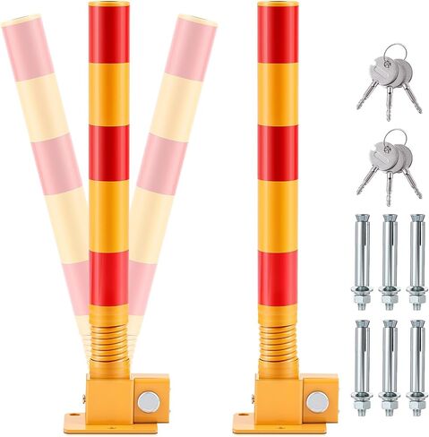 Zonon 1 PCS SPRING STARK POST POSTERAY HIGHE MATEL STARELAR BARRIRE BARRIRE LOCK CILL مع خطوط تحذير اعتراضية لمرآب منطقة حساسة لحركة المرور (أحمر) in Saudi Arabia