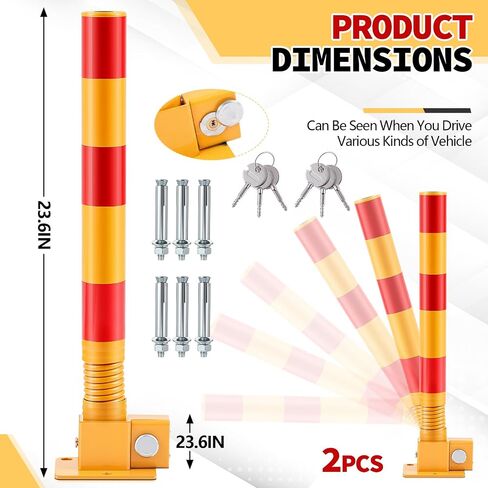 Zonon 1 PCS SPRING STARK POST POSTERAY HIGHE MATEL STARELAR BARRIRE BARRIRE LOCK CILL مع خطوط تحذير اعتراضية لمرآب منطقة حساسة لحركة المرور (أحمر) in Saudi Arabia