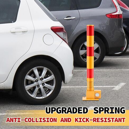 Zonon 1 PCS SPRING STARK POST POSTERAY HIGHE MATEL STARELAR BARRIRE BARRIRE LOCK CILL مع خطوط تحذير اعتراضية لمرآب منطقة حساسة لحركة المرور (أحمر) in Saudi Arabia