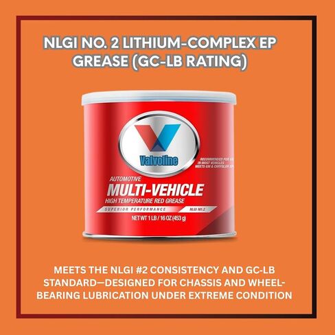 Multi-Vehicle High Temperature Red Grease 1 LB Tub | Lithium Grease VV-614| Extreme Pressure | Water Resistant | -5°F to 250°F | 471°C Flash Point | Automotive, Motorcycle, Industrial Use in Saudi Arabia