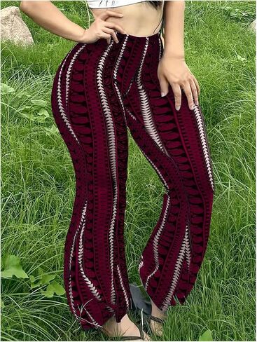 Soly Hux Women's Plus Size Y2K Legging Print Print Prell Bell Bottan in Kuwait