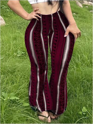 Soly Hux Women's Plus Size Y2K Legging Print Print Prell Bell Bottan in Kuwait