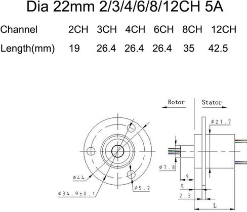 1PCS Wind Turbine Slip Ring 12 Channels Dia 22mm 5A High Current Rotary Electrical Connector Amusement Ride Slipring(Dia 22mm 4CH 5A) in Saudi Arabia