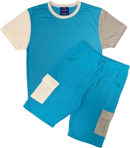 Men’s 2-Piece Short Set Crew Neck T-Shirt with Matching Cargo Shorts in Saudi Arabia