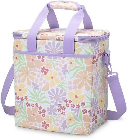 حقيبة تبريد ثلاثية معزولة بسحاب من Swig Life، حقيبة تبريد كبيرة للسفر تحمل 16-24 علبة، أو 6 زجاجات نبيذ، أو حقيبة بقالة معزولة، أو حقيبة توصيل الطعام، أو مبرد الشاطئ in Kuwait