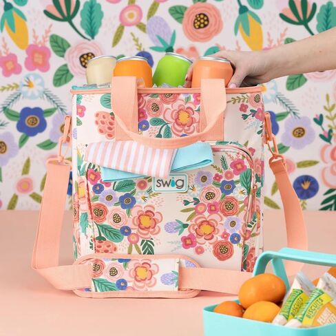 حقيبة تبريد ثلاثية معزولة بسحاب من Swig Life، حقيبة تبريد كبيرة للسفر تحمل 16-24 علبة، أو 6 زجاجات نبيذ، أو حقيبة بقالة معزولة، أو حقيبة توصيل الطعام، أو مبرد الشاطئ in Kuwait