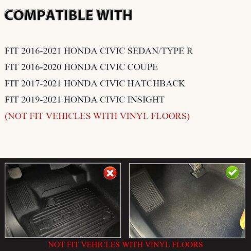 ANDPLAY Floor Mats Liners 3PCS Compatible with Honda HR-V 2023-2024 1st & 2nd Row TPE All Weather Protection Black Floor Liners alfombras para carro in Saudi Arabia