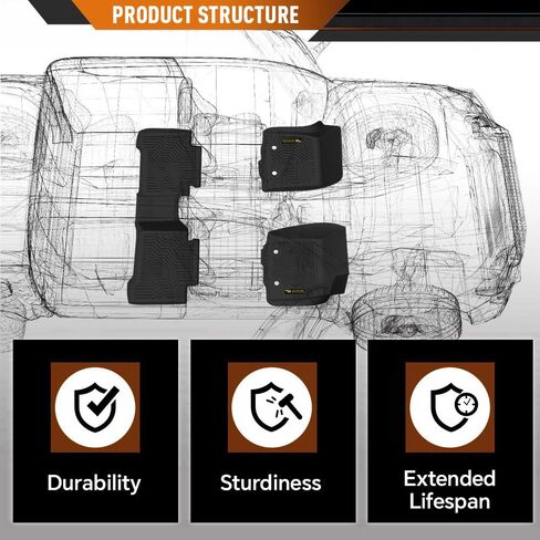 ANDPLAY Floor Mats Liners 3PCS Compatible with Honda HR-V 2023-2024 1st & 2nd Row TPE All Weather Protection Black Floor Liners alfombras para carro in Saudi Arabia